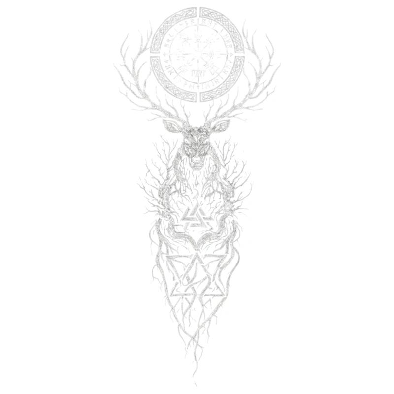 Mystischer Hirsch Vegvisir - Wikinger Runen Kompas