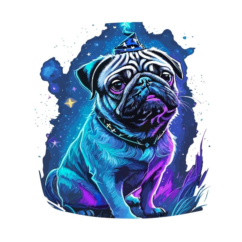 magic pug dog with magic hat