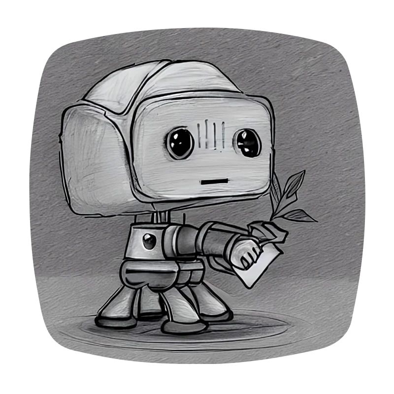 Cute robot in black and white