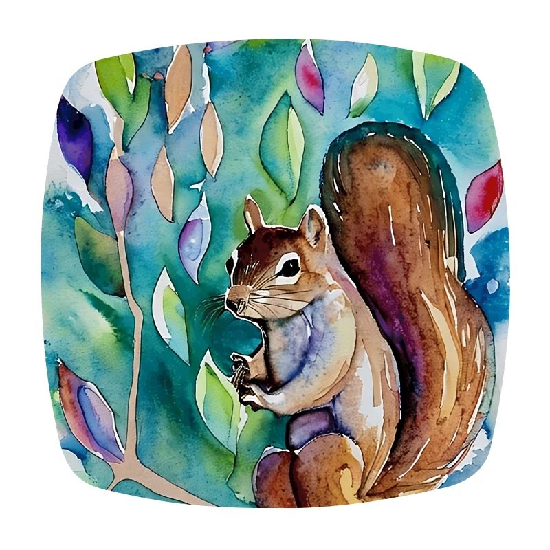 Squirrel between beautiful flower, water colour st