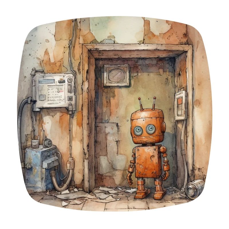 Old rusty abandoned robots
