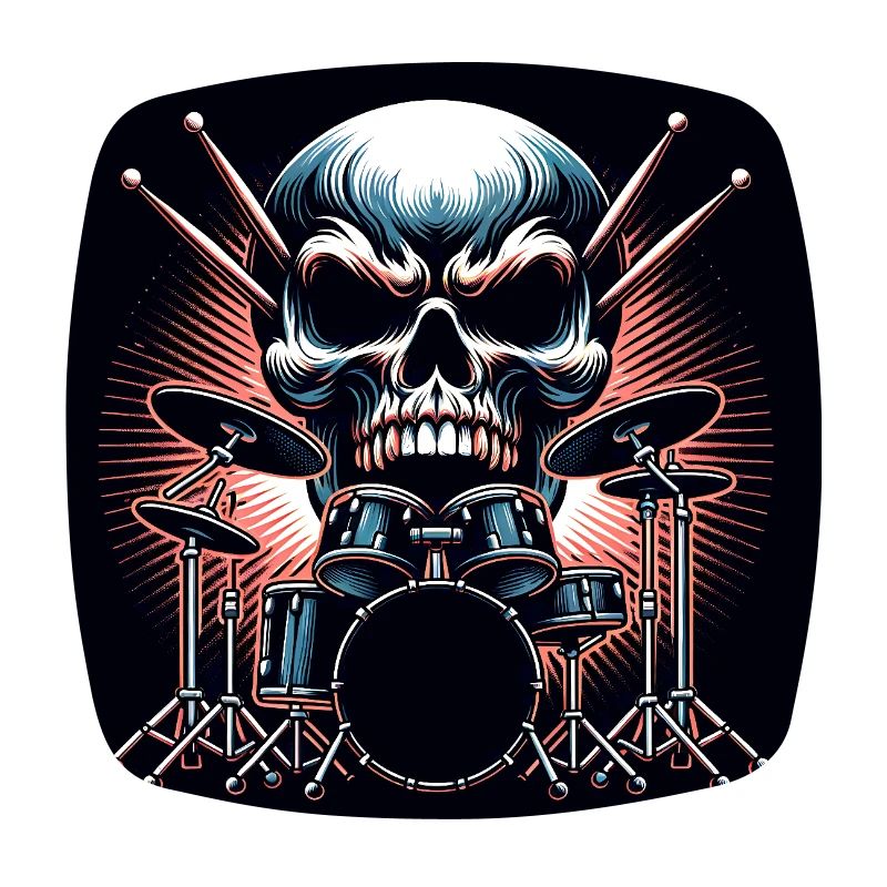 Drumset and Skull Loud Rock Vibes