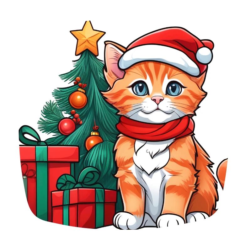 Bébé chat mignon avec chapeau de père Noël