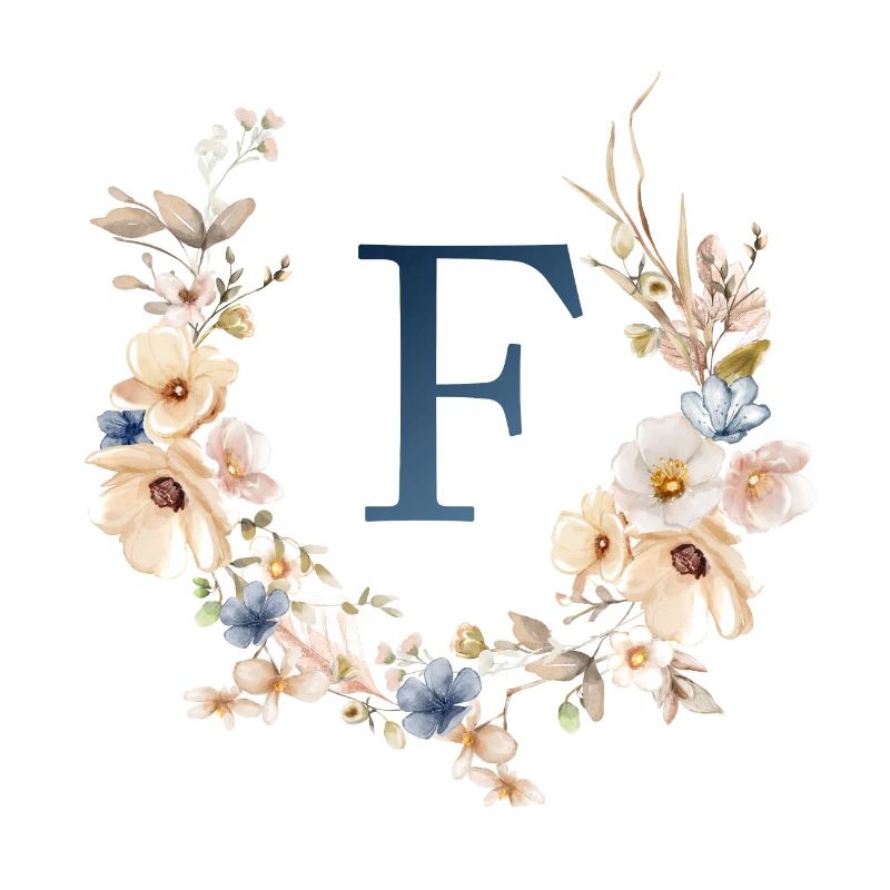 F Monogram, Floral, Boho