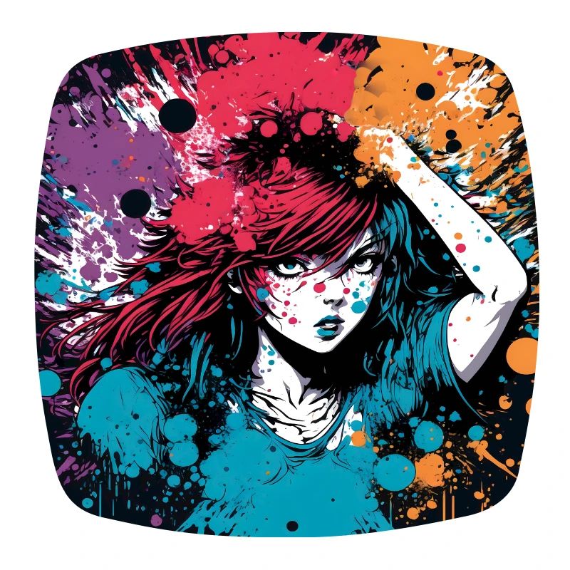 Anime moderne rothaarige Mädchen Farbe Splash