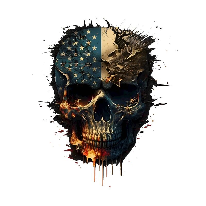 Crâne en noir avec le drapeau américain.