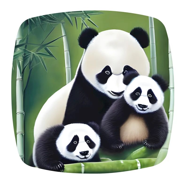 Panda Mutter mit zwei Kindern