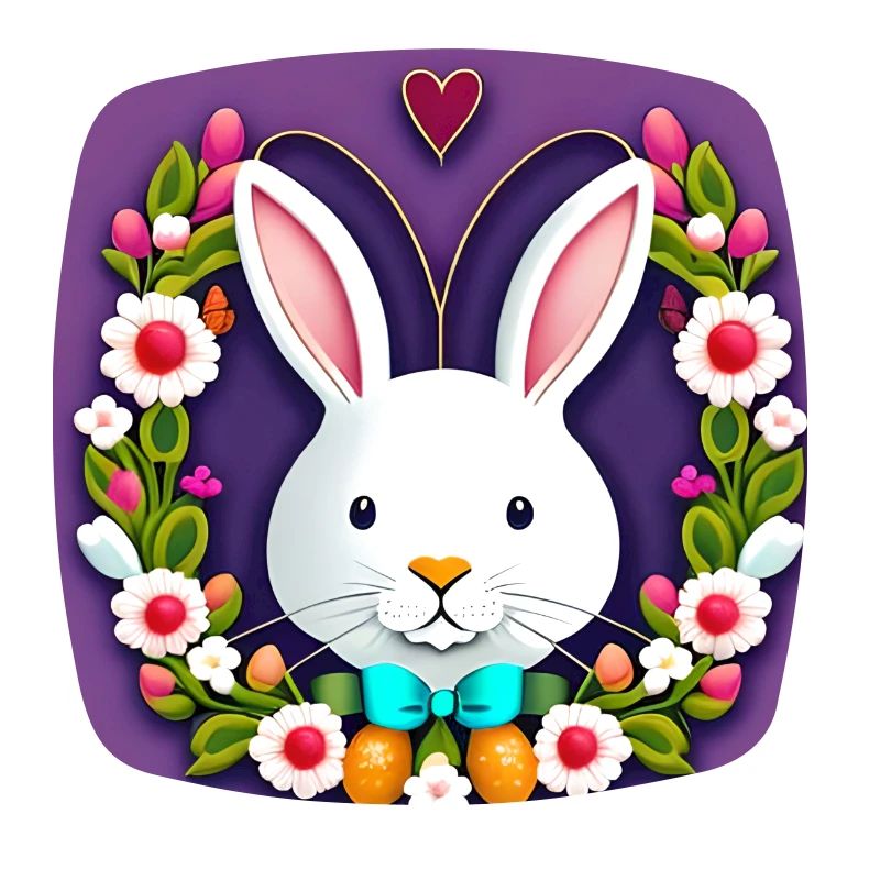 Lapin blanc Fleurs de lapin de Pâques