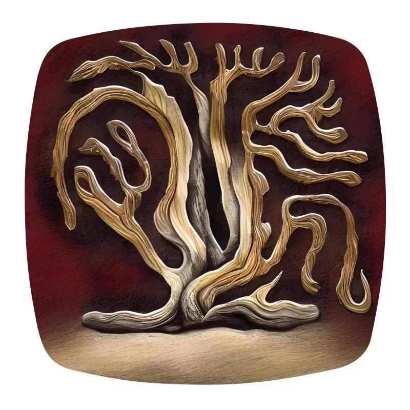 Vecchio albero in rosso