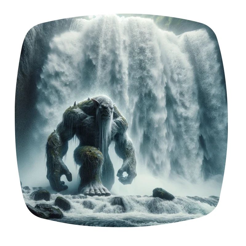 Troll im Wasserfall