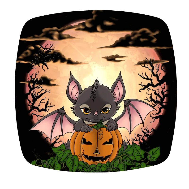 Fledermaus vor dem Vollmond an Halloween
