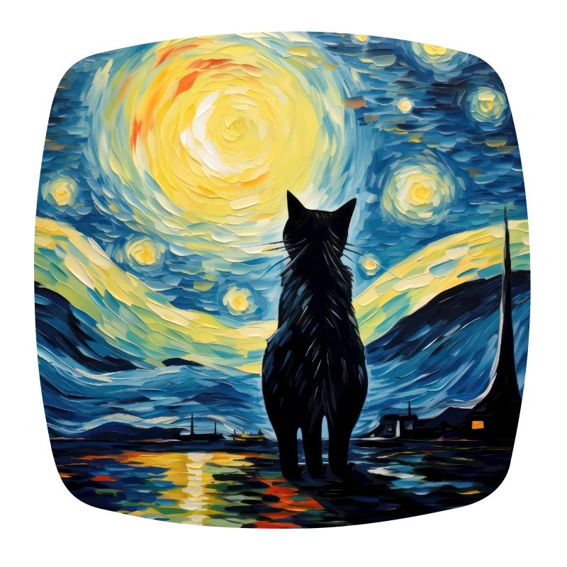 Chat, Motif De Chat, Van Gogh, Nuit Étoilée