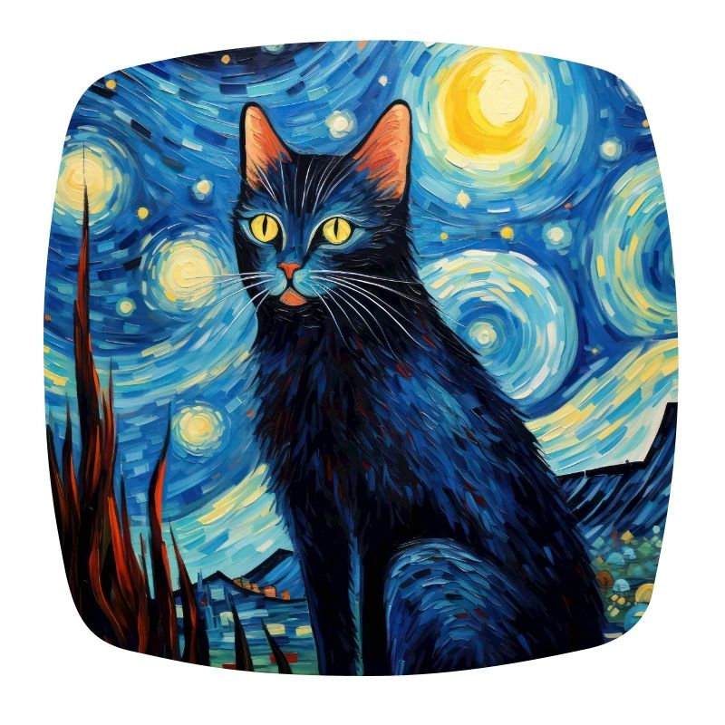 Chat, Motif De Chat, Van Gogh, Nuit Étoilée