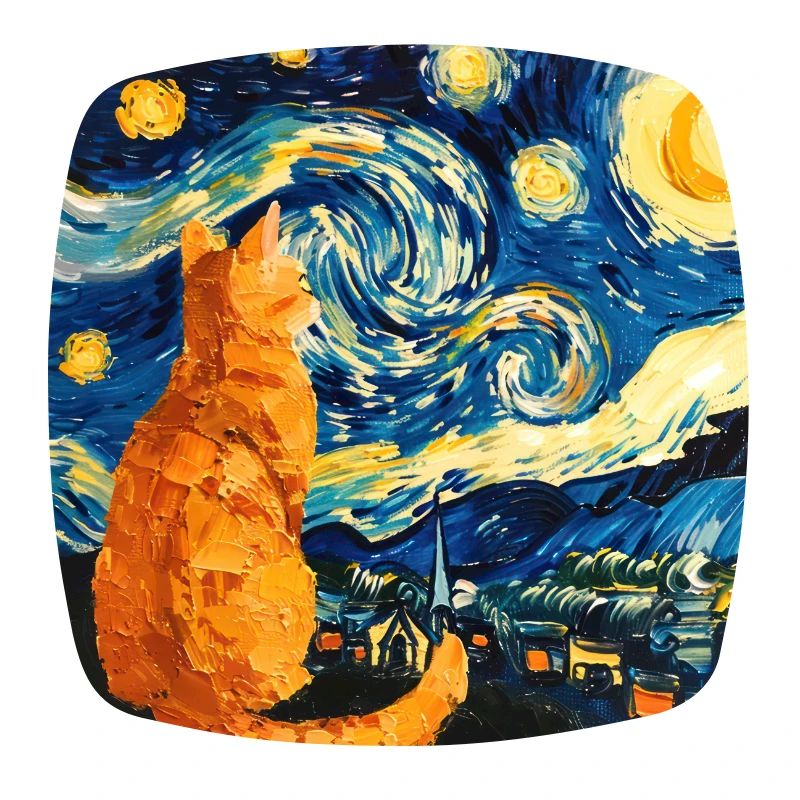 Chat, Motif De Chat, Van Gogh, Nuit Étoilée