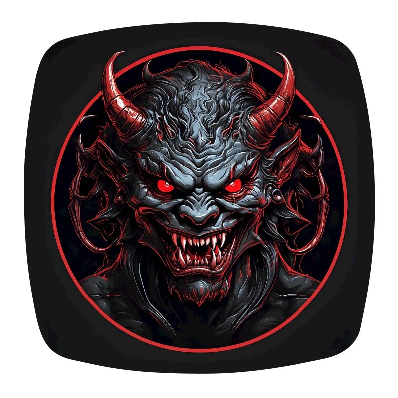Devil with red glowing eyes