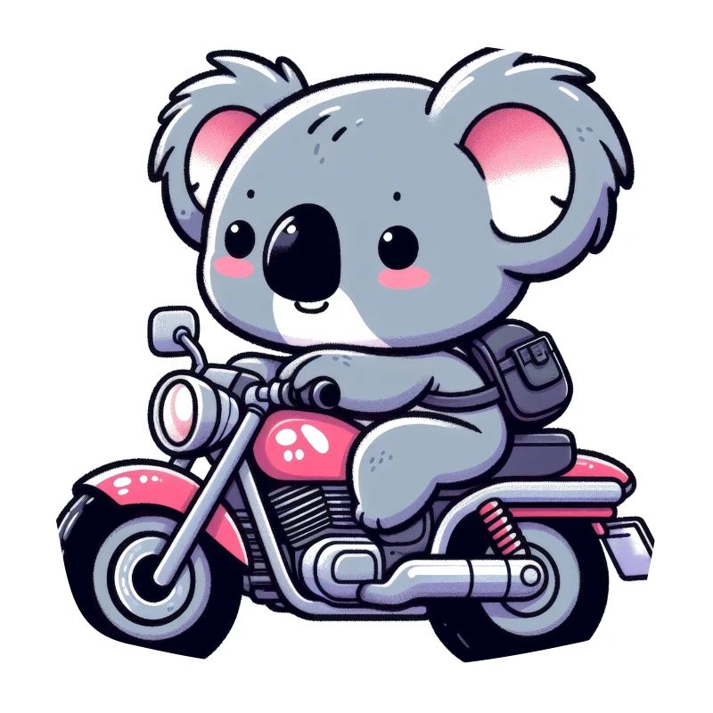 Ours Koala mignon sur un scooter I moto