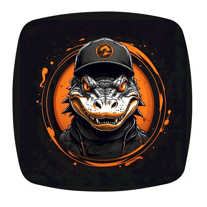 Crocodile alligator with glowing eyes and cap