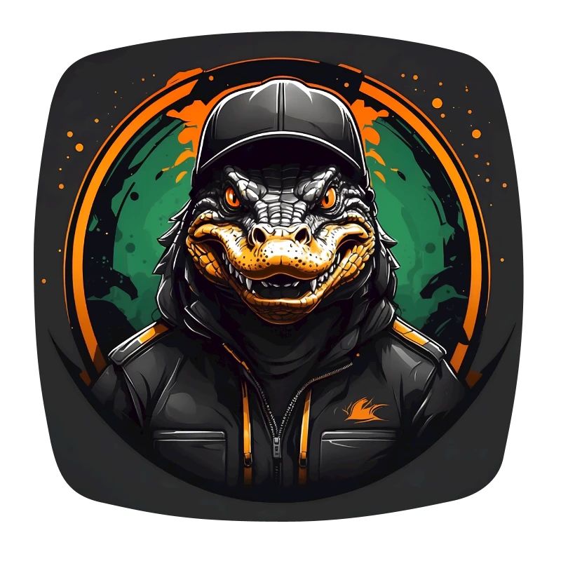 Crocodile alligator with glowing eyes and cap