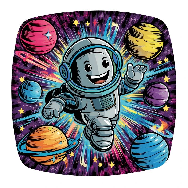 Little robot as astronaut in space with star