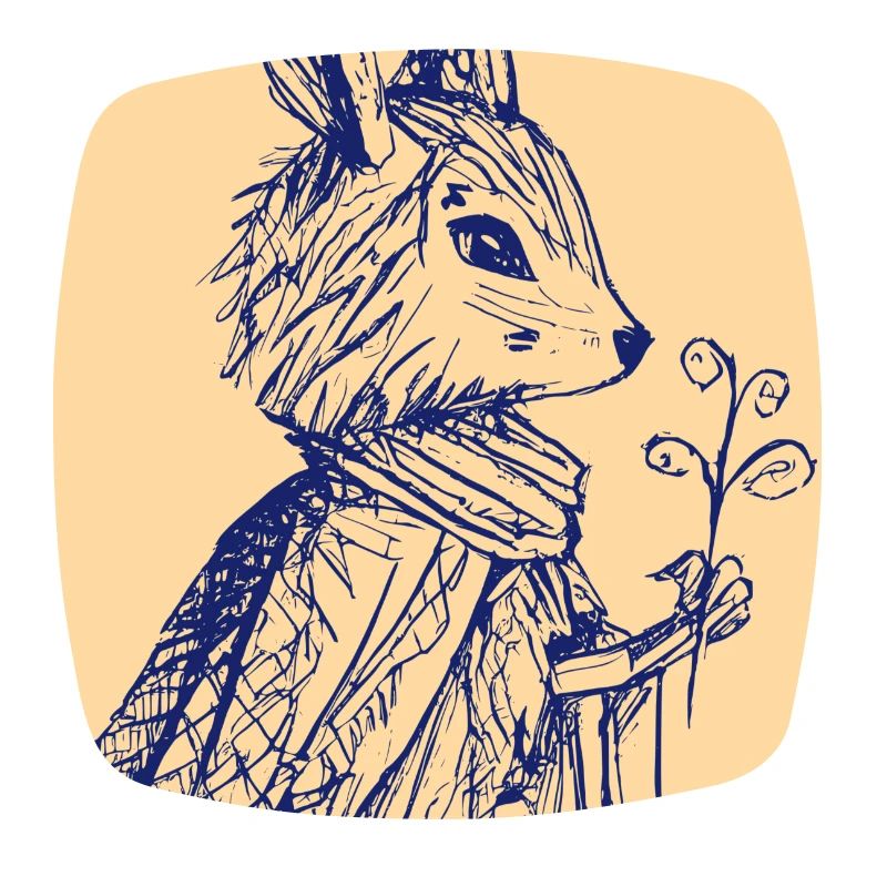 An Enigmatic Rabbit Offering a Flower