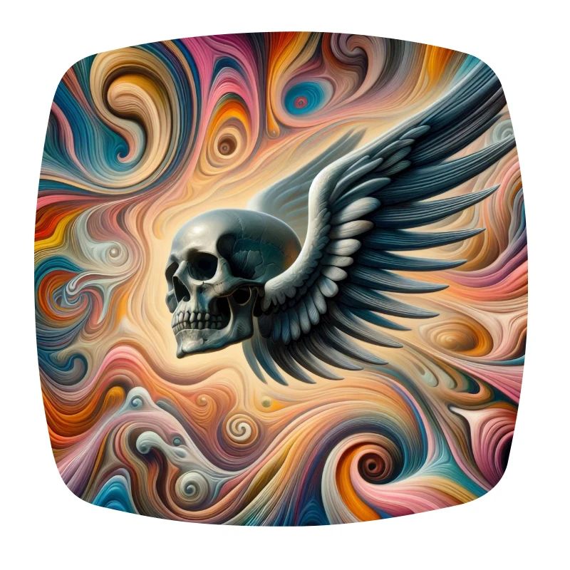 Crâne avec des ailes (coloré)