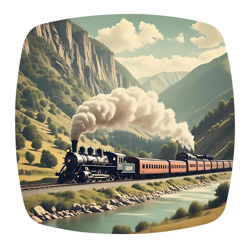 Bunter Nostalgie Eisenbahnzug mit Dampflok