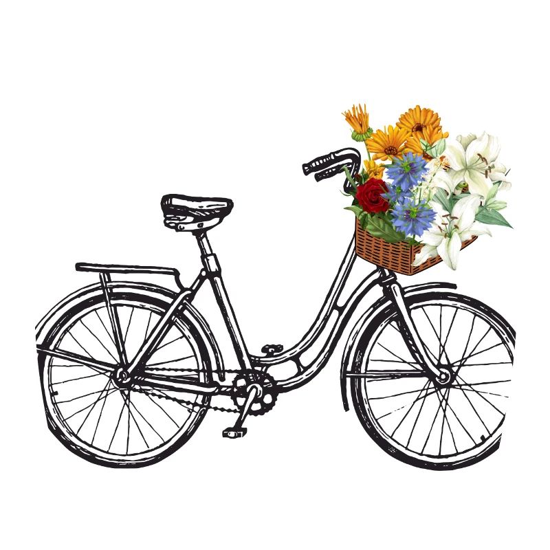 Vélo vintage avec panier de fleurs