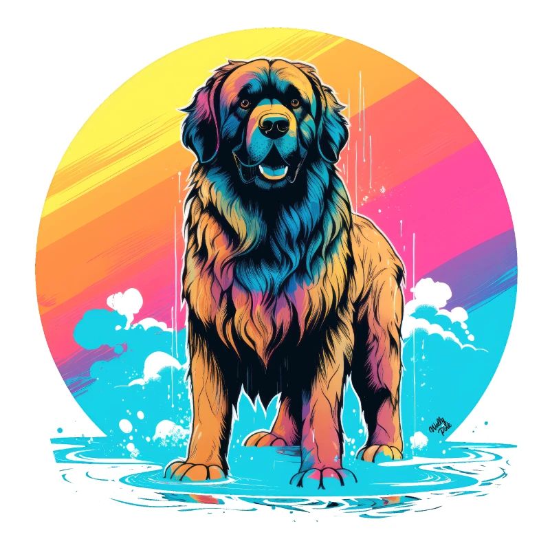 stehender Leonberger Hund Regenbogenfarbe