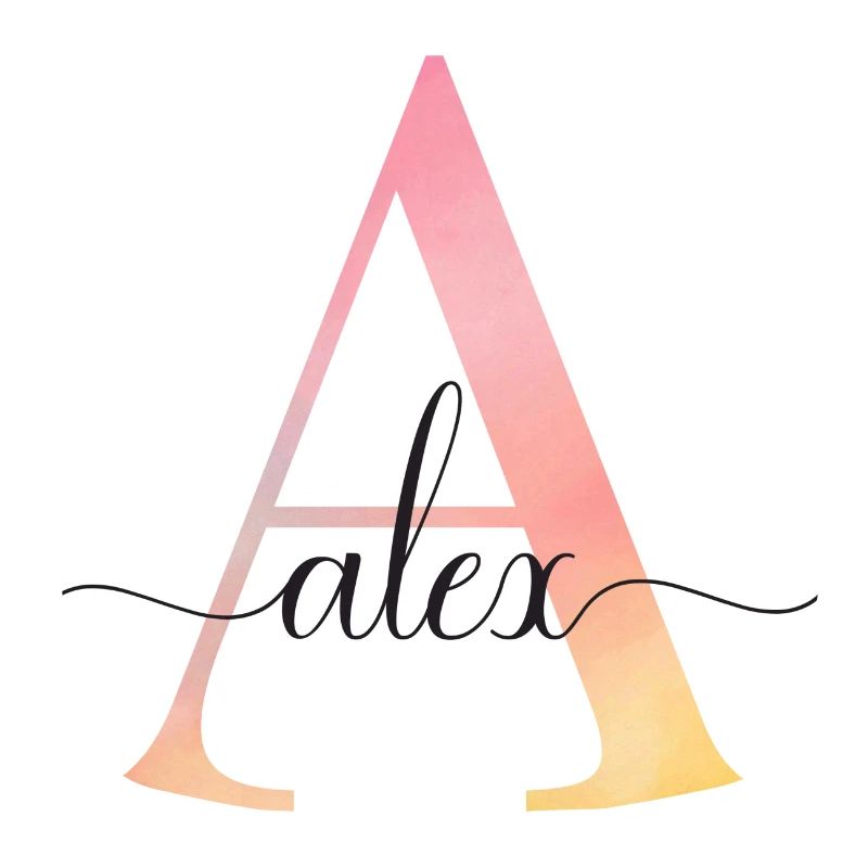 A | Monogram | Name | Alex |Watercolor