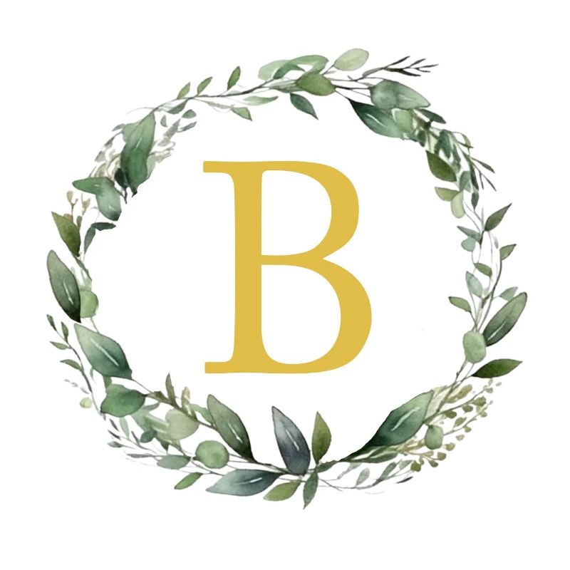 B Monogramm, Eukalyptus-Kranz