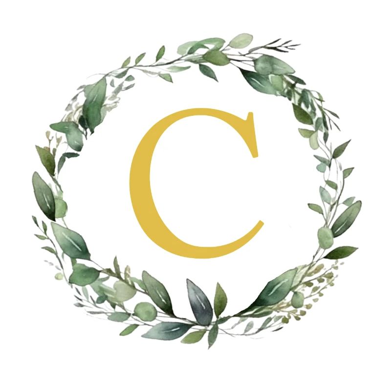 C Monogramm, Eukalyptus-Kranz
