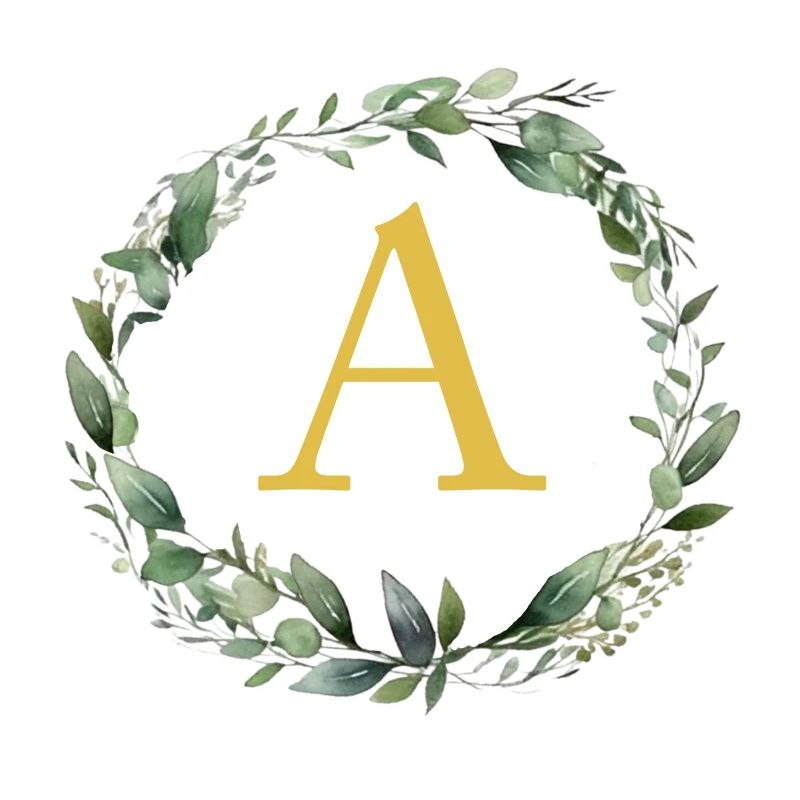 A Monogramm, Eukalyptus-Kranz