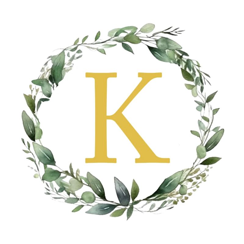K Monogram, Eucalyptus Wreath