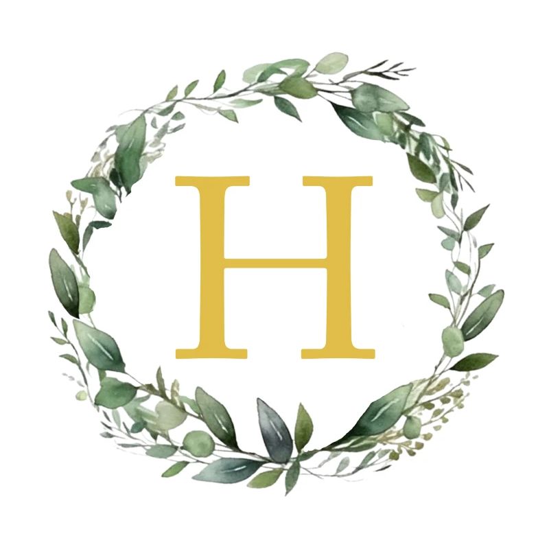 H Monogram, Eucalyptus Wreath