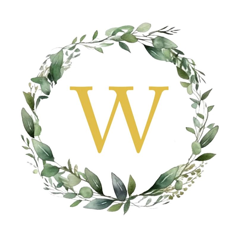 W Monogram, Eucalyptus Wreath