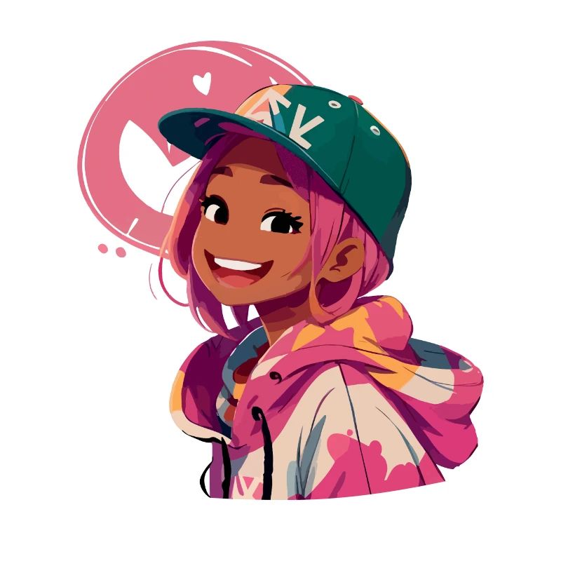 Schwarzes Mädchen im Kapuzenpullover (rosa)