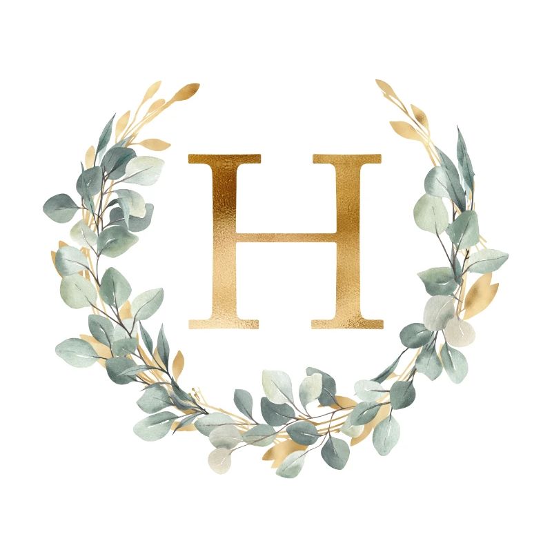 H Monogram Eucalyptus Wreath