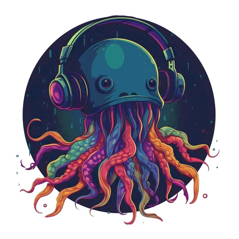 Techno Jellyfish - Méduse cool avec écouteurs