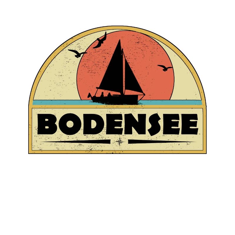 Bodensee mit Sonnenuntergang und Segelboot