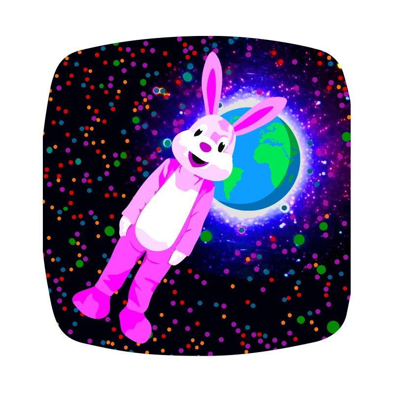 Pink rabbit in space