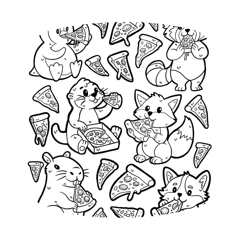 Pizza Doodle: Capybara, Fuchs, Corgi, Otter