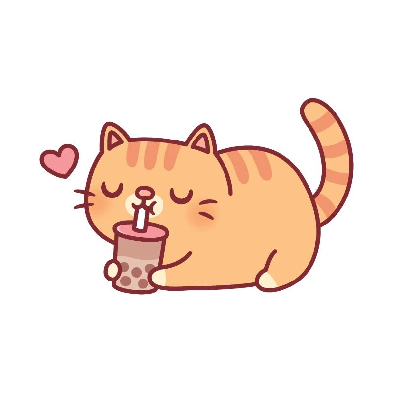 Mignon chat potelé aime le thé Boba