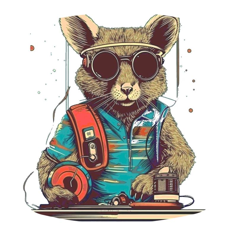 Cool DJ mouse with sunglasses and disc