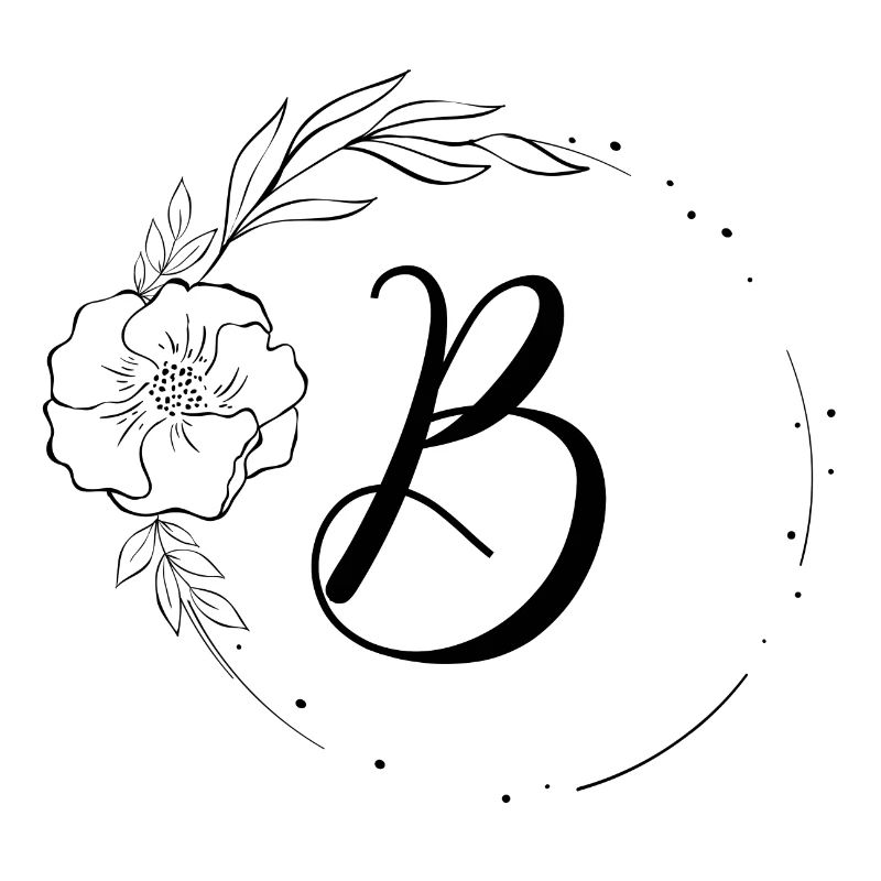 B Monogram Floral, Line Art, Personnalisable