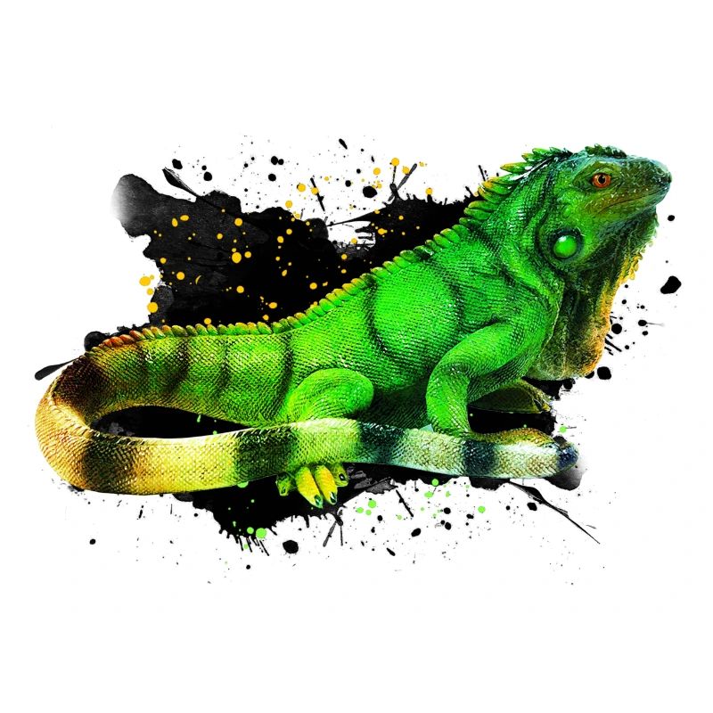 Retro Leguan Farbe Spritzer Reptilien Keeper Eidechse
