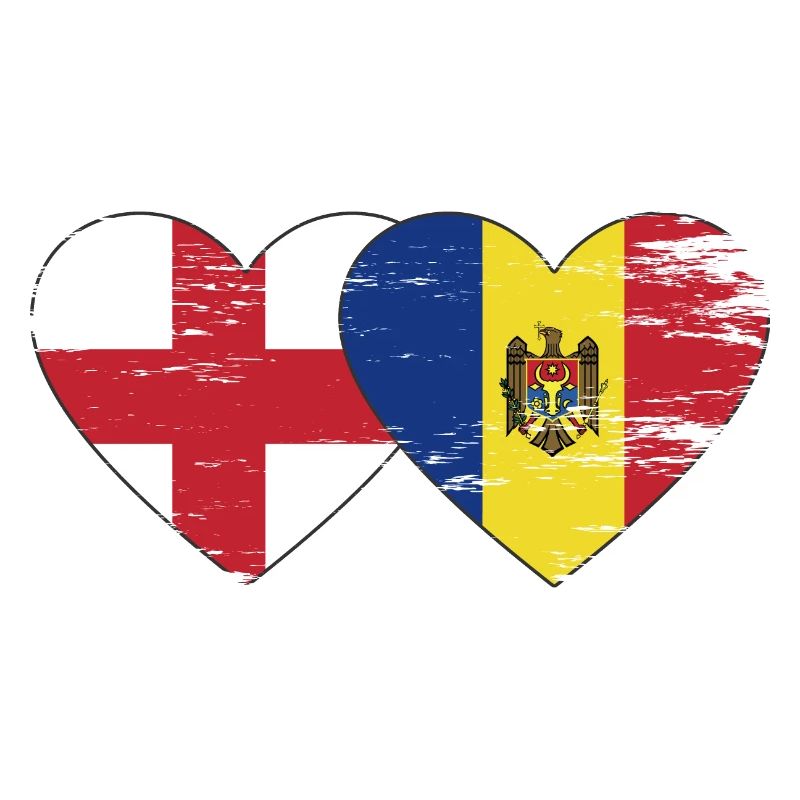 Drapeau de l’Angleterre Moldavie coeur utilisé