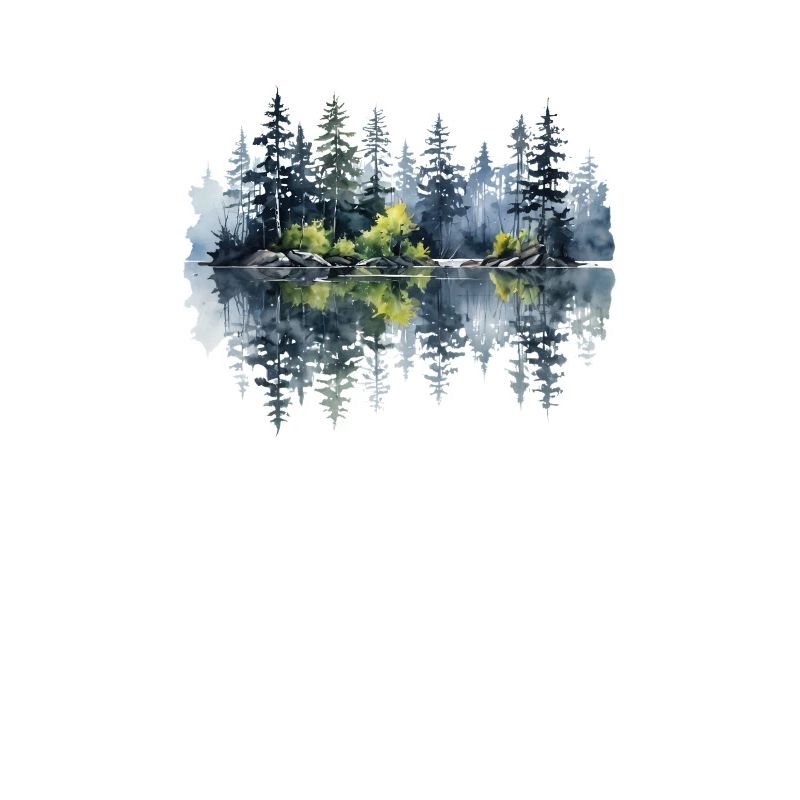 Watercolor Pine Reflection