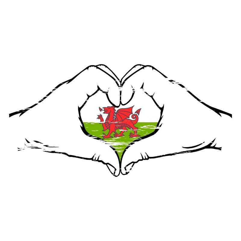 Drapeau du Pays de Galles en forme de coeur utilisé