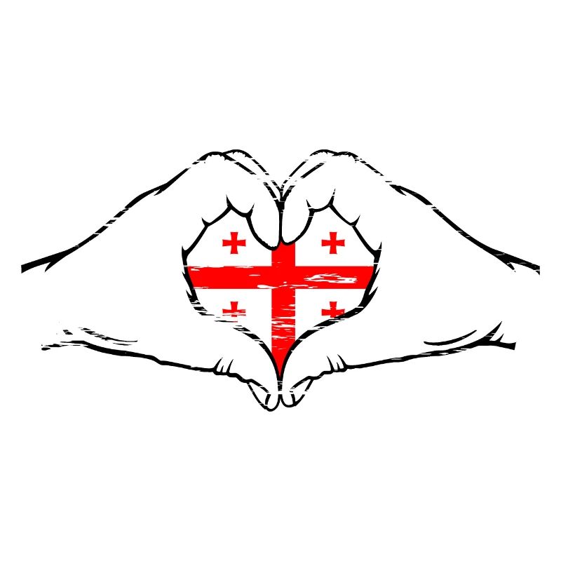 Drapeau de Géorgie en forme de coeur utilisé
