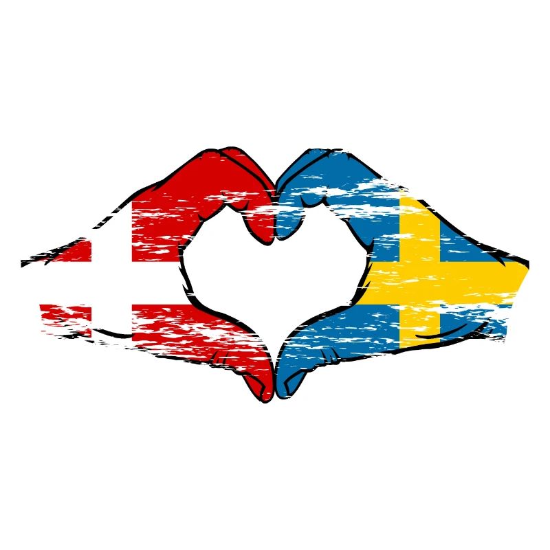 Danemark Suède forme de coeur avec des mains utilisées
